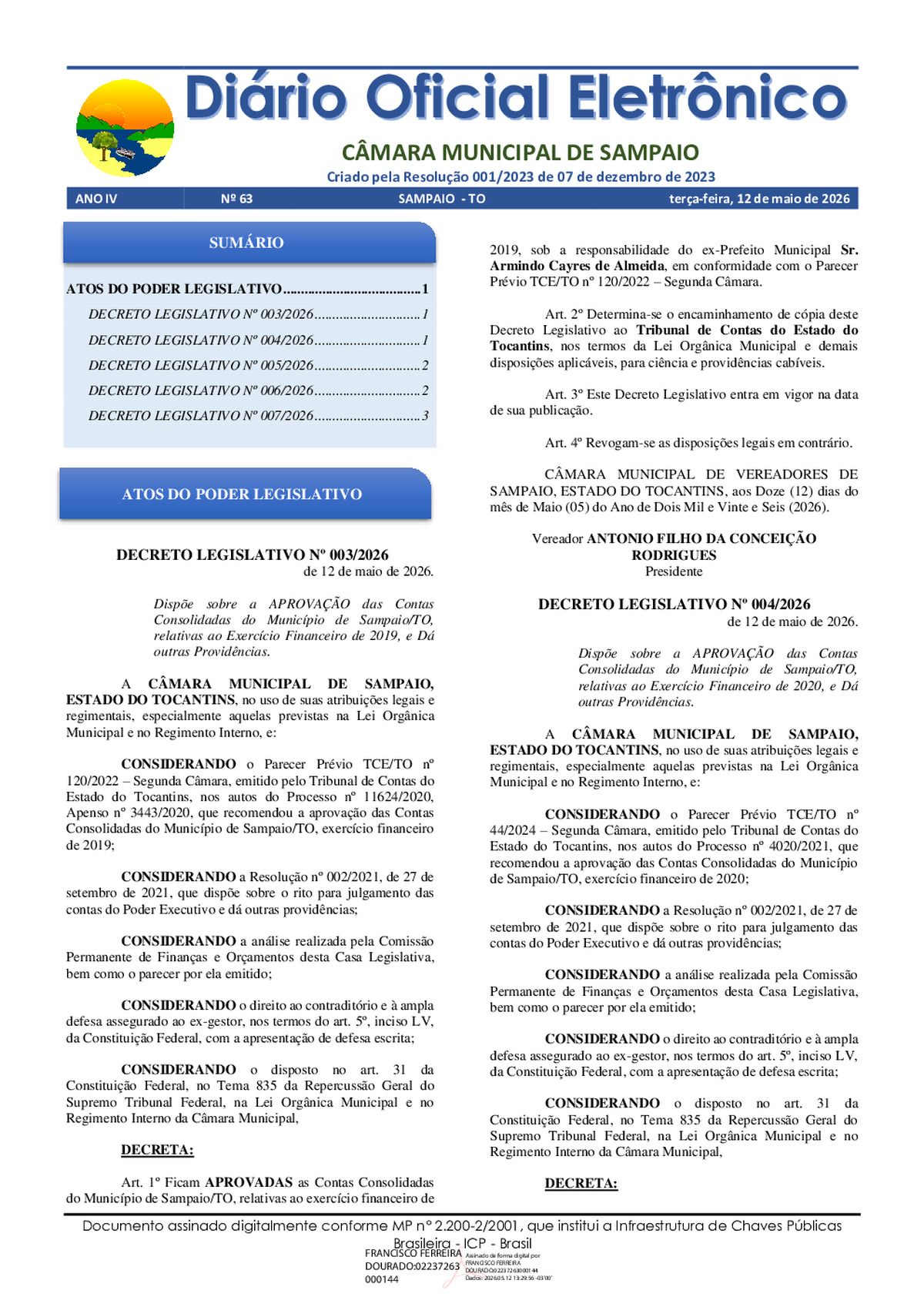 Diário Oficial N° 063