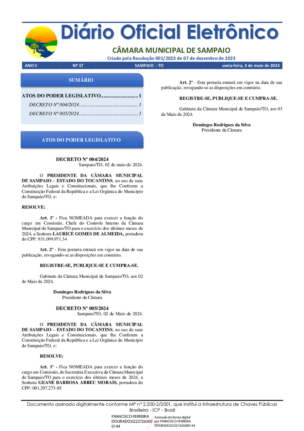 Diário Oficial - Edição 017