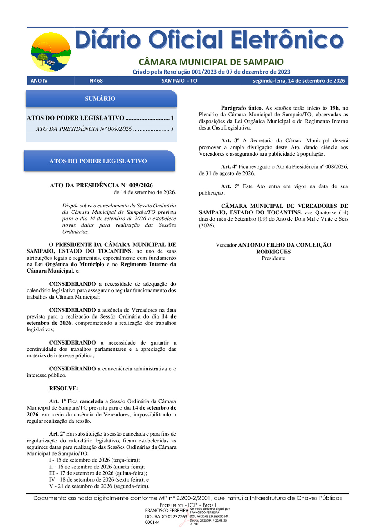 Diário Oficial - Edição 068